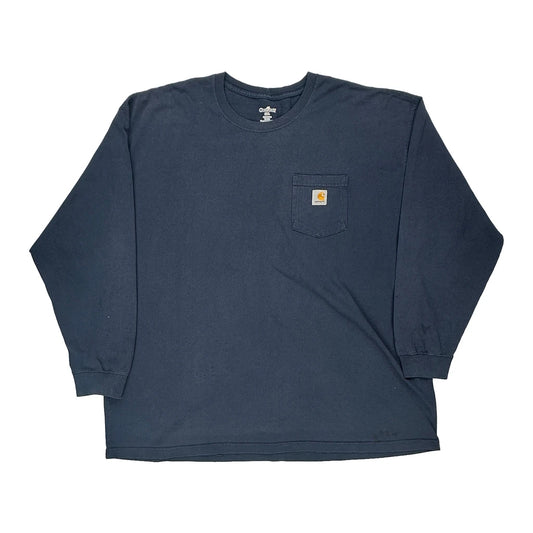 Carhartt Long Sleeve T-Shirt - 3XL Navy Cotton