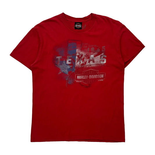 Texas Harley Davidson Graphic T-Shirt - Large Red Cotton