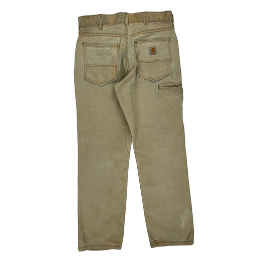 Relaxed Fit Carhartt Carpenter Jeans - 31W 29L Beige Cotton Blend