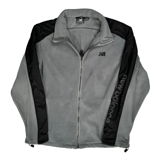New Balance Spellout Fleece Jacket - Large Grey Polyester