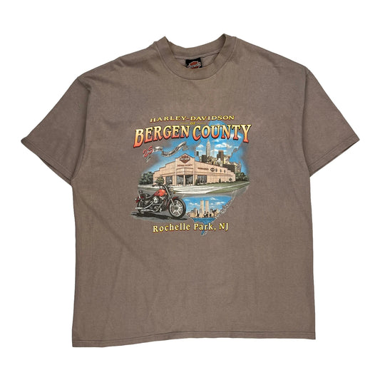 Rochelle Park, Nj Harley Davidson Graphic T-Shirt - 2XL Brown Cotton