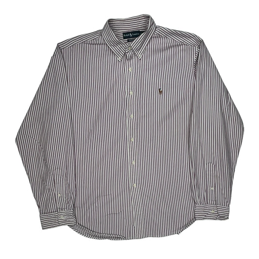 Ralph Lauren Striped Shirt - 2XL Burgundy Cotton