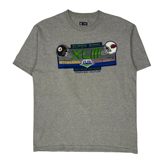 Vintage Super Bowl XLiii Nfl T-Shirt - Large Grey Cotton Blend