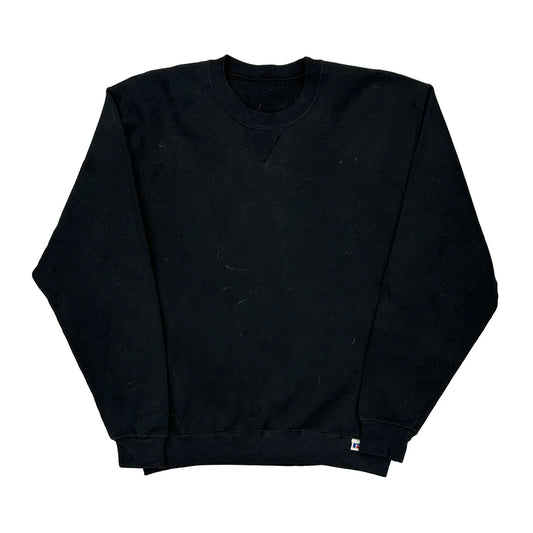 90S Blank Russell Athletic Sweatshirt - Large Black Cotton Blend