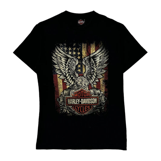 Eagle Graphic Harley Davidson Graphic T-Shirt - Medium Black Cotton