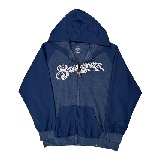 Vintage Brewers Majestic Hoodie - XL Blue Cotton