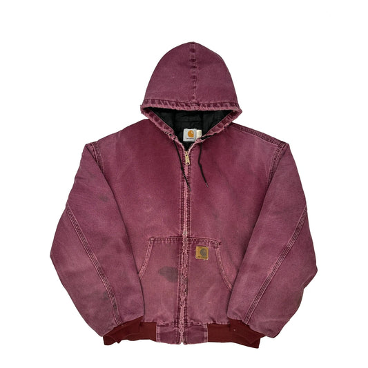 Vintage Faded Carhartt Jq246 Wine Jacket - 2XL Burgundy Cotton