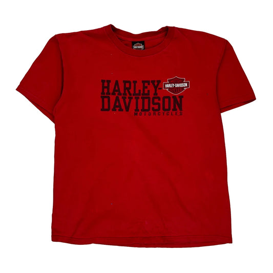 Harley Davidson Graphic T-Shirt - XL Red Cotton