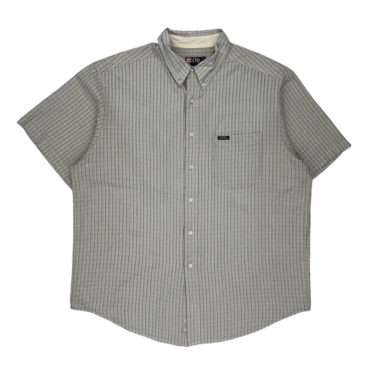 Chaps Ralph Lauren Striped Short Sleeve Shirt - XL Beige Cotton