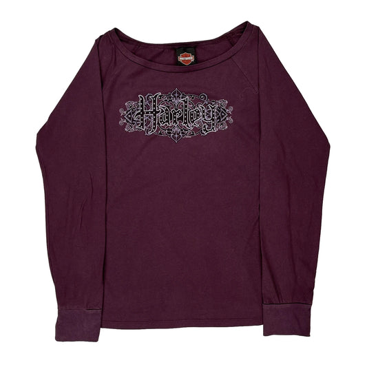 Harley Davidson Long Sleeve T-Shirt - Medium Purple Cotton
