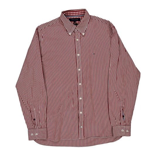 Custom Fit Tommy Hilfiger Striped Shirt - Large Red Cotton