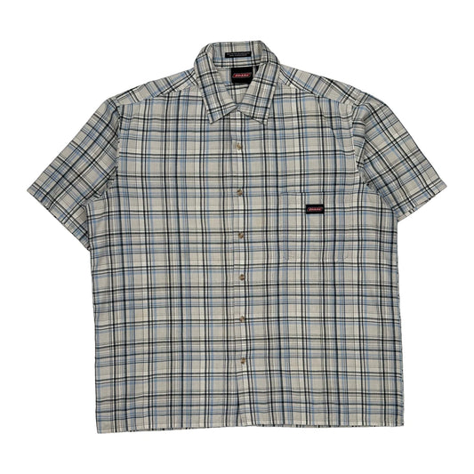 Dickies Checked Short Sleeve Shirt - XL Blue Cotton Blend