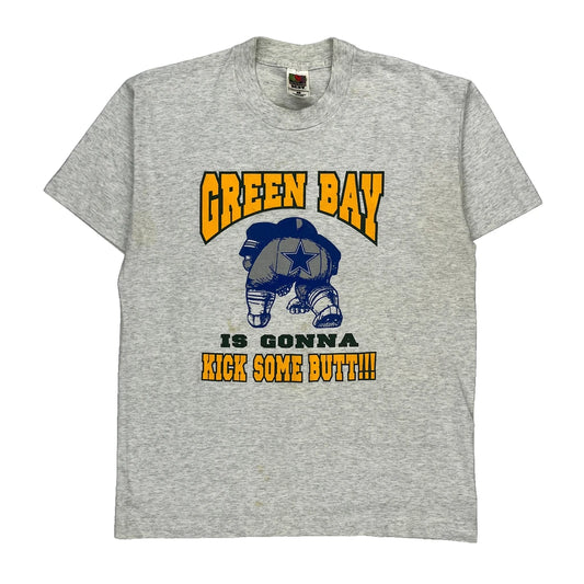 Green Bay Packers Fruit Of The Loom Single Stitch T-Shirt - Large Grey Cotton Blend