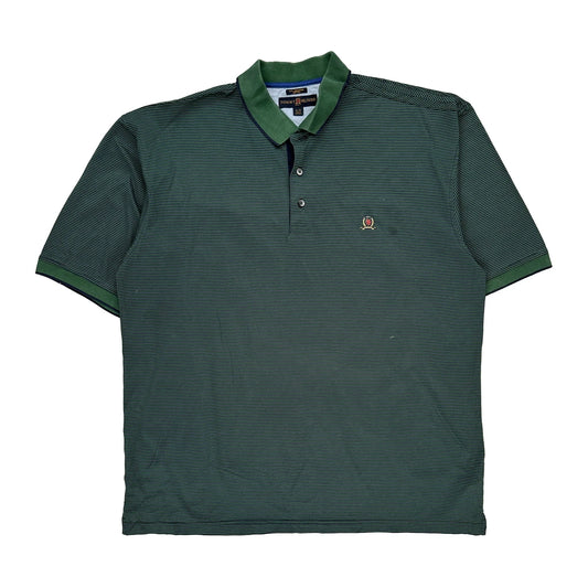 Tommy Hilfiger Striped Polo Shirt - XL Green Cotton