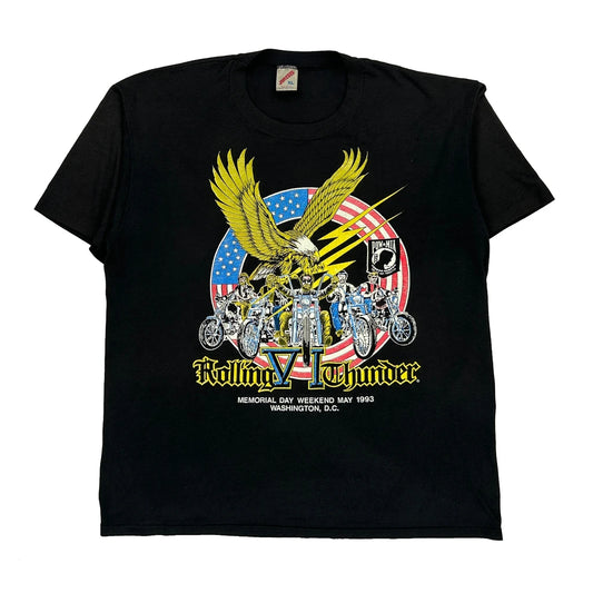Made In USA, Rolling Thunder Memorial Day Weekend May 1993 Washington, D.C. Jerzees Graphic T-Shirt - XL Black Cotton