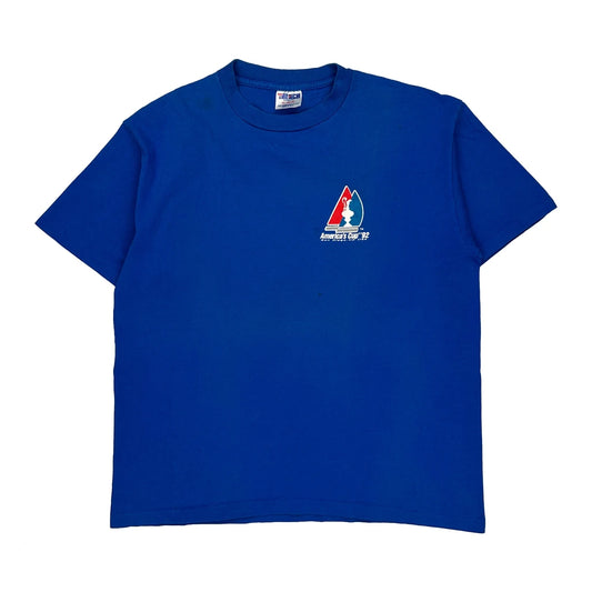 America'S Cup '92 Trench Graphic T-Shirt - XL Blue Cotton