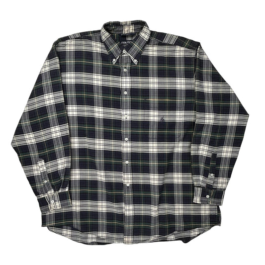 Nautica Checked Shirt - XL Green Cotton