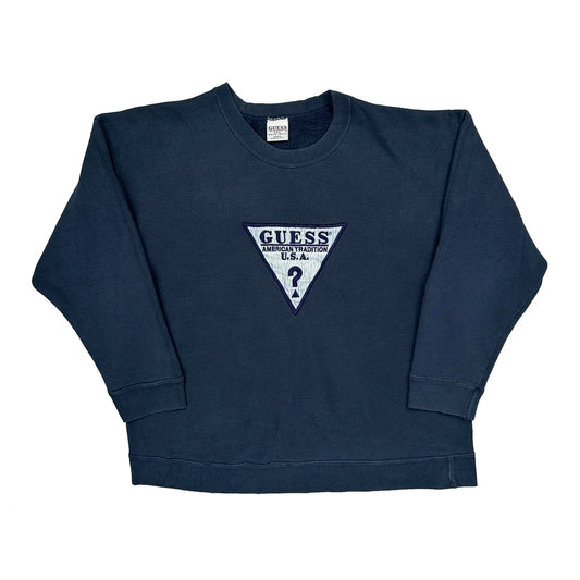 Made In USA Guess Sweatshirt - Large Navy Cotton