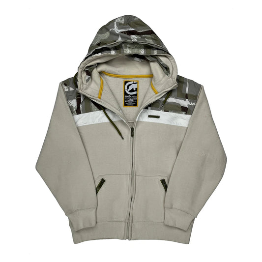 Vintage Ecko Unltd Camo Hoodie - Large Beige Cotton Blend