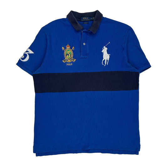 Big Pony Polo By Ralph Lauren Graphic Polo Shirt - Medium Blue Cotton