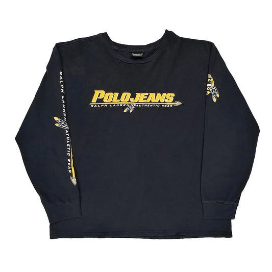Authentic Wear Ralph Lauren Spellout Long Sleeve T-Shirt - XL Black Cotton
