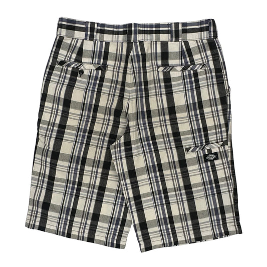 Dickies Checked Cargo Shorts - 30W 11L Black & White Cotton