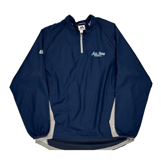 All Star Baseball Majestic Mlb Windbreaker - Large Navy Polyester