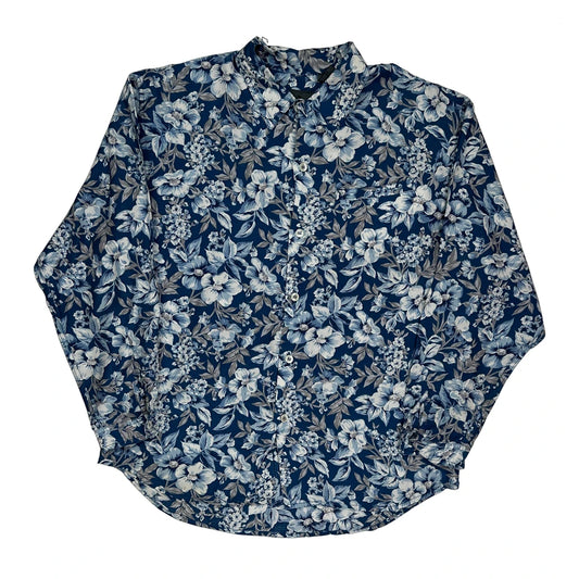 Liz Wear Floral Shirt - Medium Blue Viscose