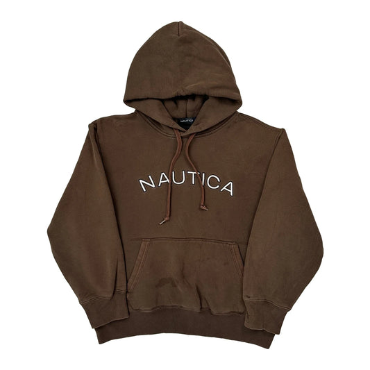 Nautica Spellout Hoodie - Medium Brown Cotton