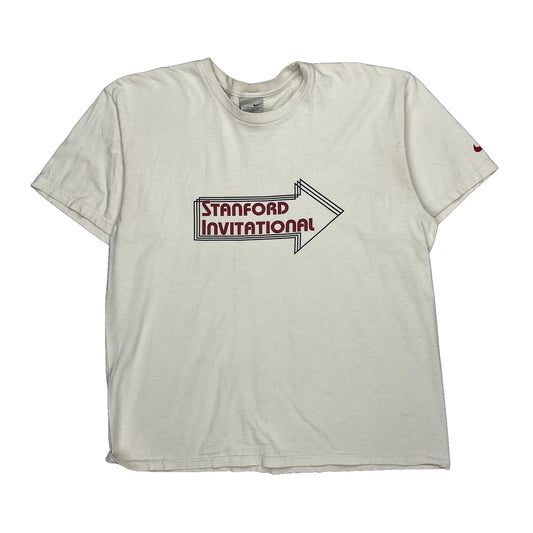 Stanford Invitational Nike College T-Shirt - Large White Cotton