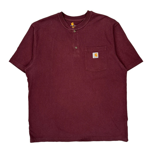 Carhartt T-Shirt - Large Burgundy Cotton