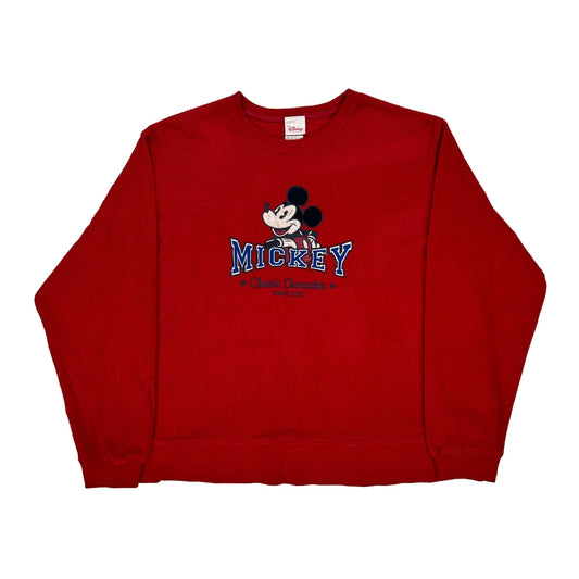 Mickey Mouse Disney Graphic Sweatshirt - XL Red Polyester