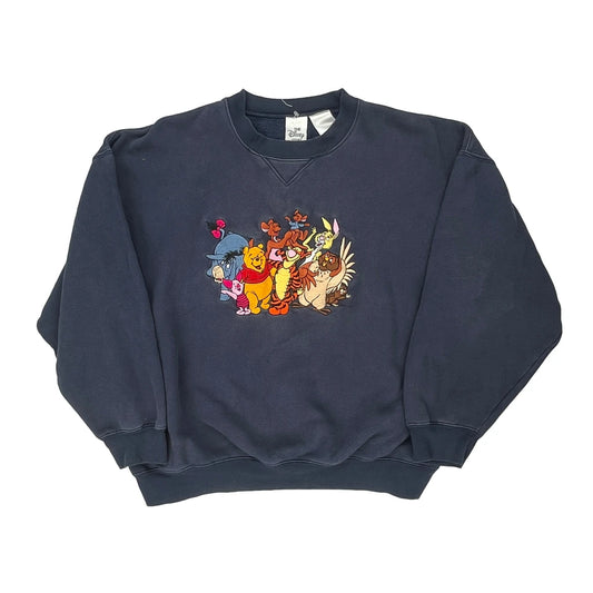 Disney Cartoon Sweatshirt - Large Navy Cotton Blend