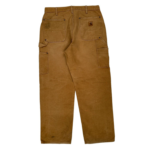 Carhartt Double Knee Carpenter Trousers - 34W 31L Brown Cotton
