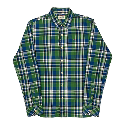 Vintage Tommy Hilfiger Checked Shirt - Small Blue Cotton