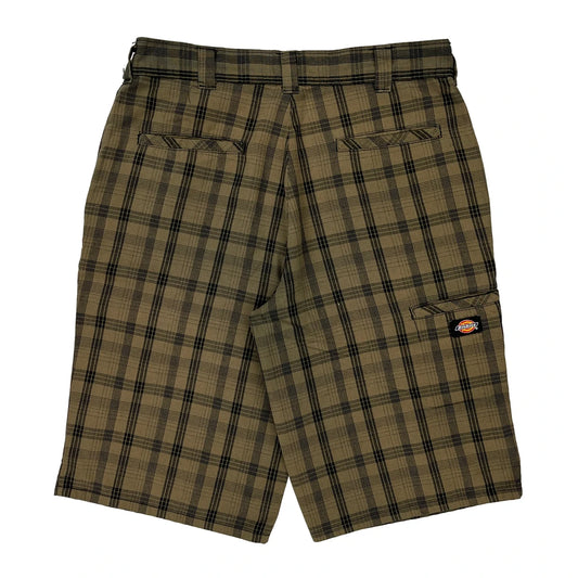 Dickies Checked Shorts - 32W 13L Brown Cotton
