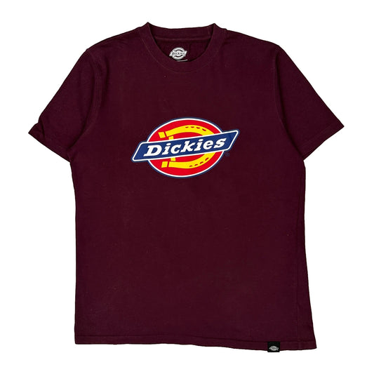Dickies T-Shirt - Small Burgundy Cotton