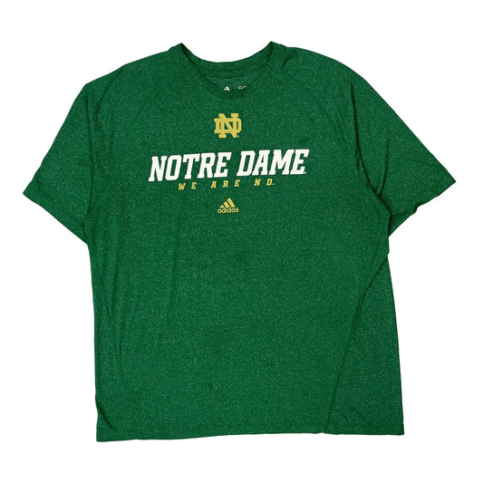 Vintage Notre Dame Adidas Graphic T-Shirt - XL Green Polyester