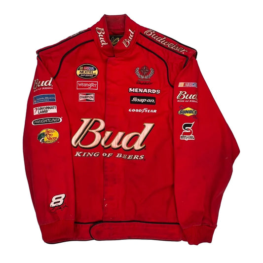 Budweiser Chase Authentics Nascar Jacket - Large Red Cotton