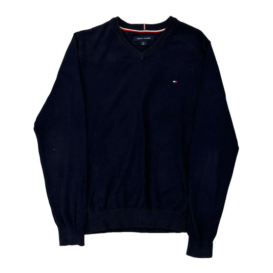 Tommy Hilfiger V-Neck Jumper - Small Navy Cotton