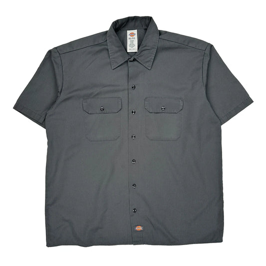 Dickies Short Sleeve Shirt - XL Grey Polyester Blend