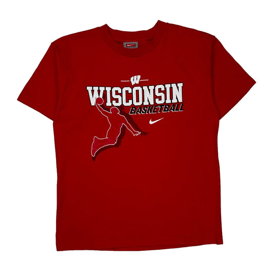Wisconsin Basketball Nike College T-Shirt - Large Red Cotton
