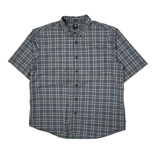 Dickies Checked Short Sleeve Shirt - XL Blue Cotton