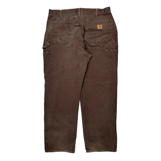 Carhartt B136 Dkb Double Knee Carpenter Trousers - 35W 32L Brown Cotton