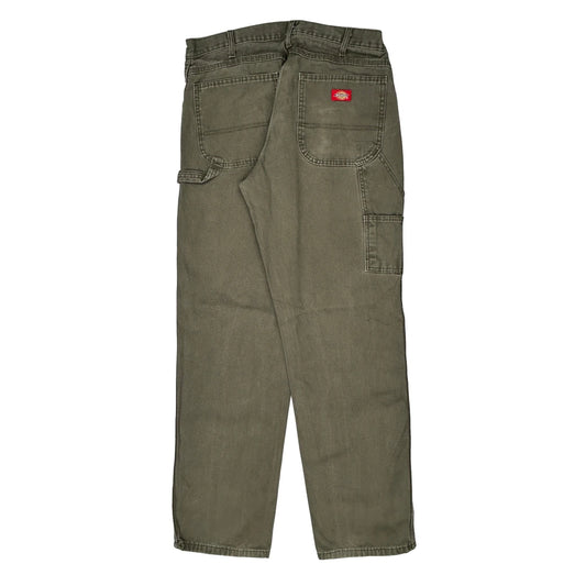 Dickies Carpenter Trousers - 33W 34L Green Cotton