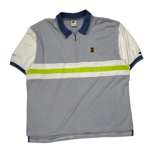 Nike Striped Polo Shirt - Large Yellow Cotton