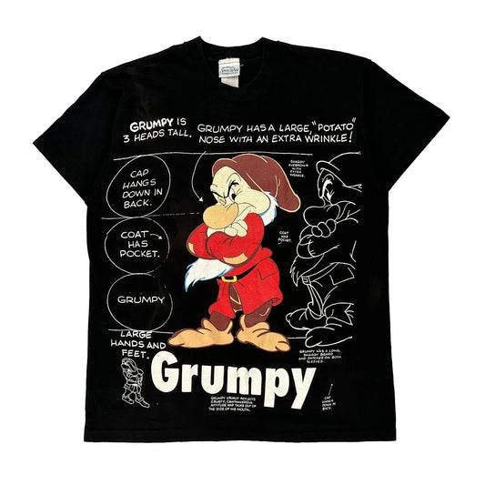 Grumpy Disney Single Stitch T-Shirt - Large Black Cotton