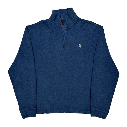 Polo By Ralph Lauren 1/4 Zip - Large Blue Cotton