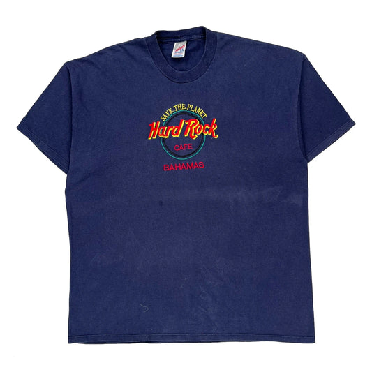 Hard Rock Cafe Bahamas Jerzees Graphic T-Shirt - XL Navy Cotton