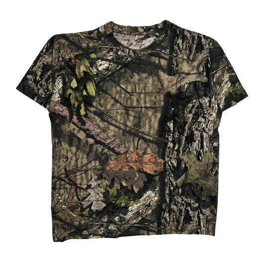 Vintage Mossy Oak T-Shirt - Medium Camo Cotton Blend